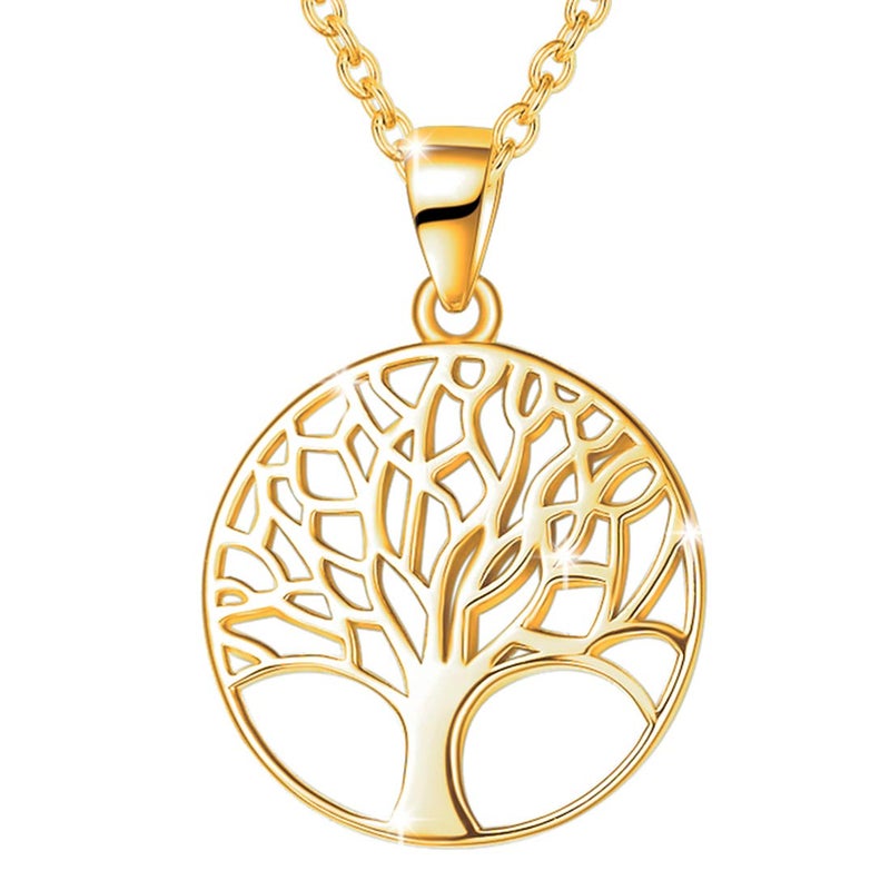 AGVANA Gold Plated Sterling Silver Tree of Life Pendant Necklace for Women Dainty Family Tree Necklace Anniversary Jewelry Birthday Gifts for Women Mom Wife Lover Grandma Her - Image 1